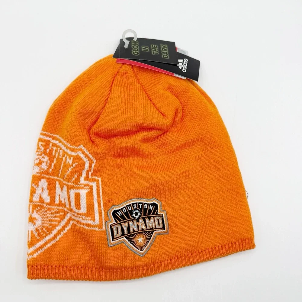 NWT Houston Dynamo Adidas Beanie Hat MLS Soccer Glow in the Dark Orange